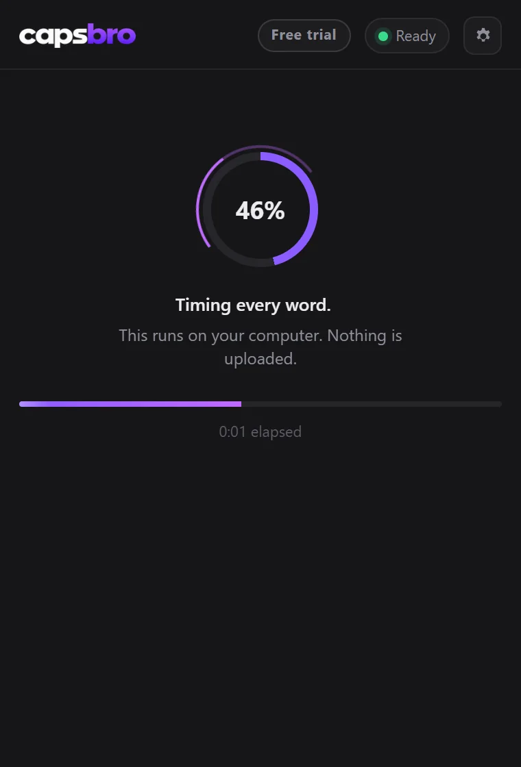 CapsBro timing every word